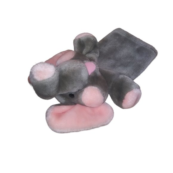 VTG Dakin Elephant Hand Puppet Stuffed Plush Gray Elephant Pink Ears Cheeks 1985 - Picture 5 of 10